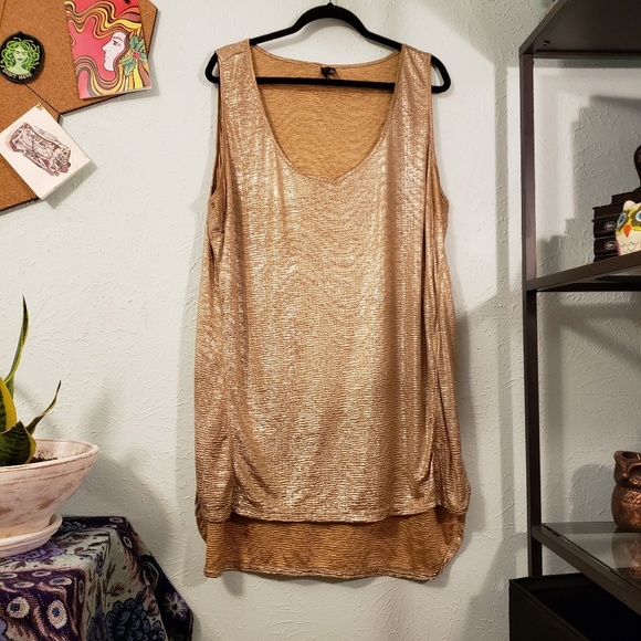 Labworks Metallic Gold Hi/Lo Tunic - Picture 1 of 3